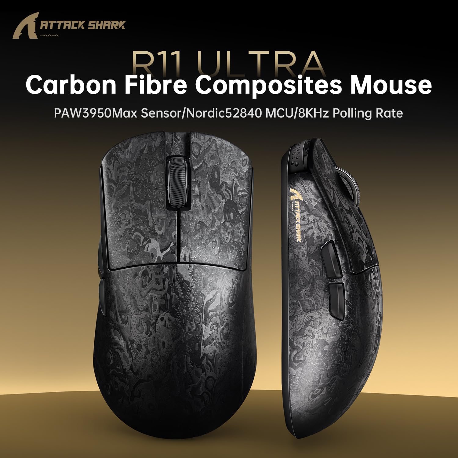 ATTACK SHARK R11 Ultra 8K Carbon Fiber Wireless Gaming Mouse