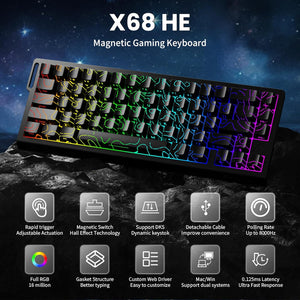 ATTACK SHARK X68 HE 8000Hz Rapid Trigger Keyboard - Gentechx